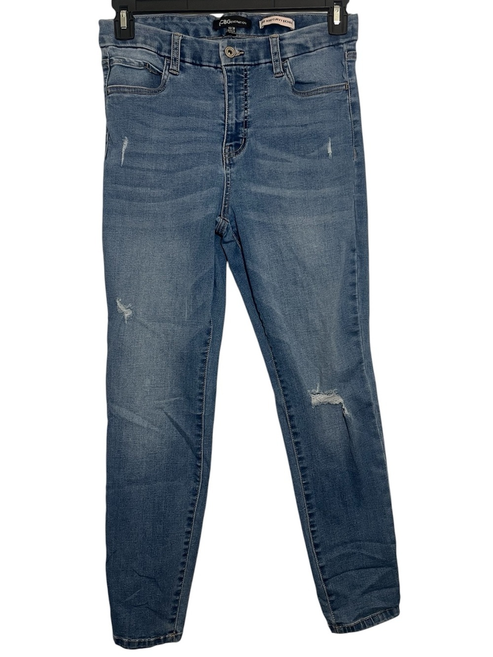 BCBGeneration Distressed Dark Blue Skinny Jeans